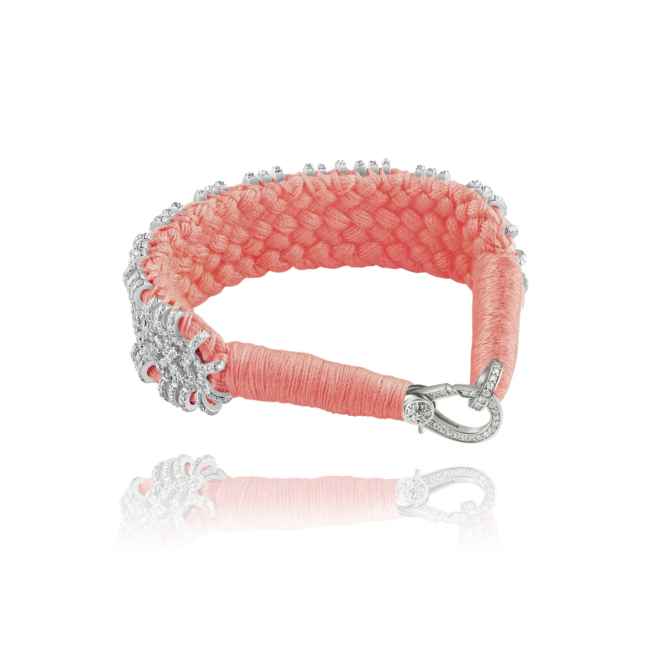 Woven Coral Bracelet With Diamonds