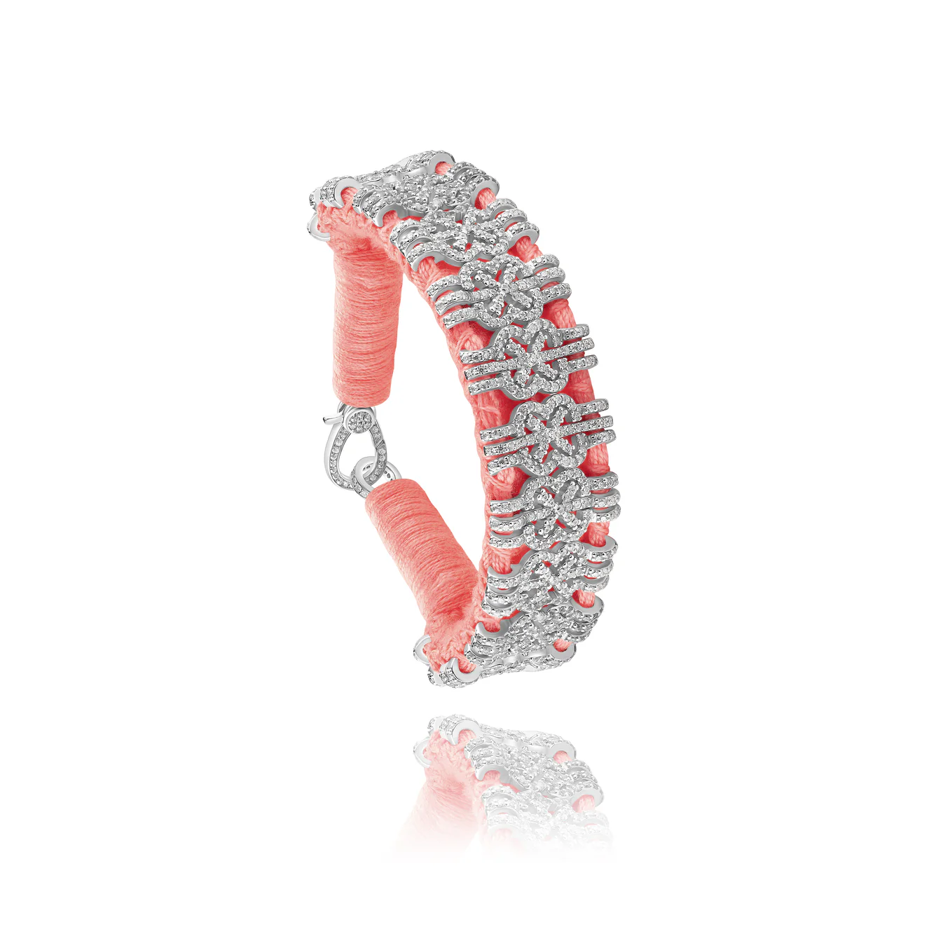 Woven Coral Bracelet With Diamonds