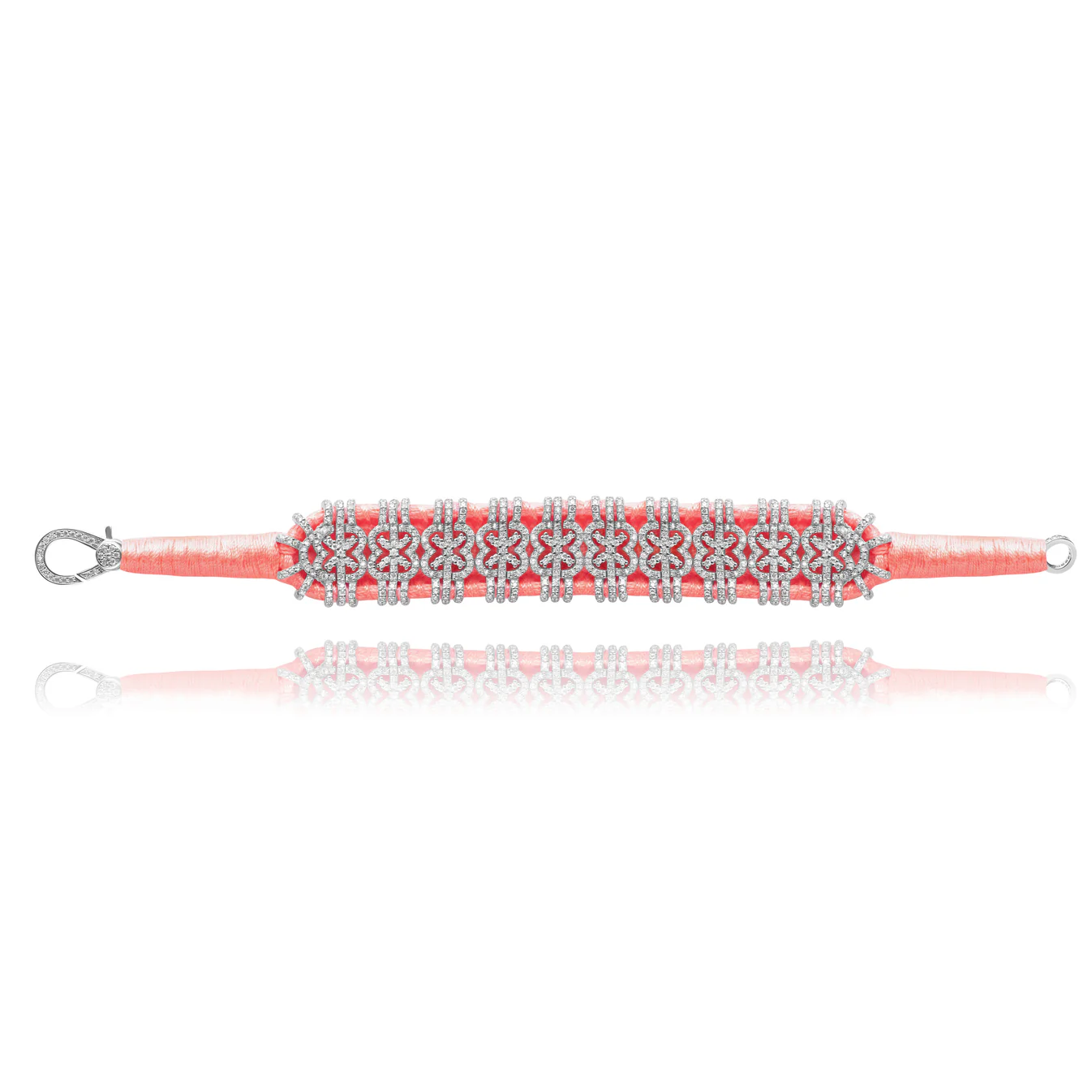 Woven Coral Bracelet With Diamonds