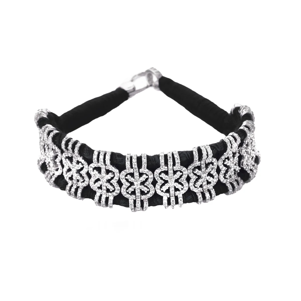 Woven Black Bracelet With Diamonds
