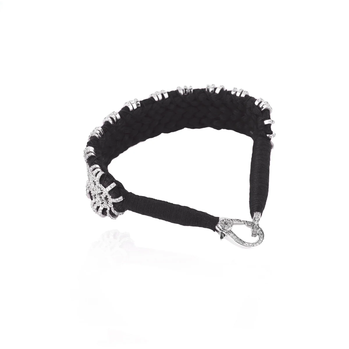 Woven Black Bracelet With Diamonds