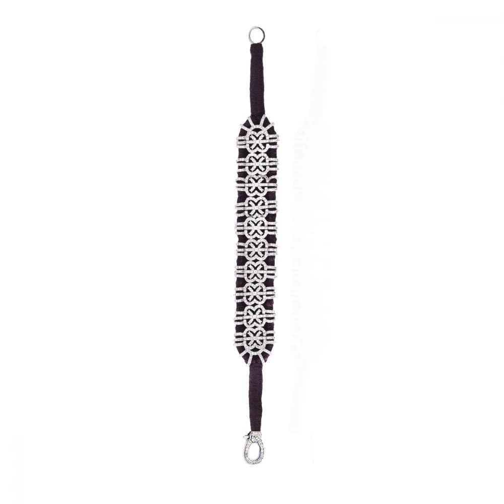 Woven Black Bracelet With Diamonds