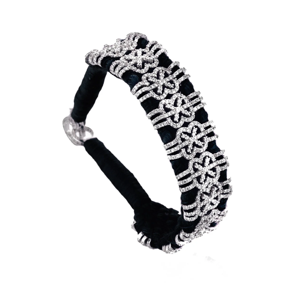 Woven Black Bracelet With Diamonds