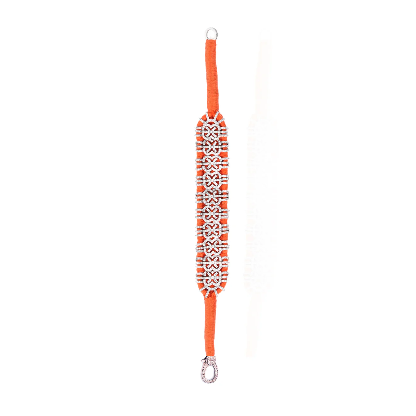 Woven Orange Bracelet With Diamonds