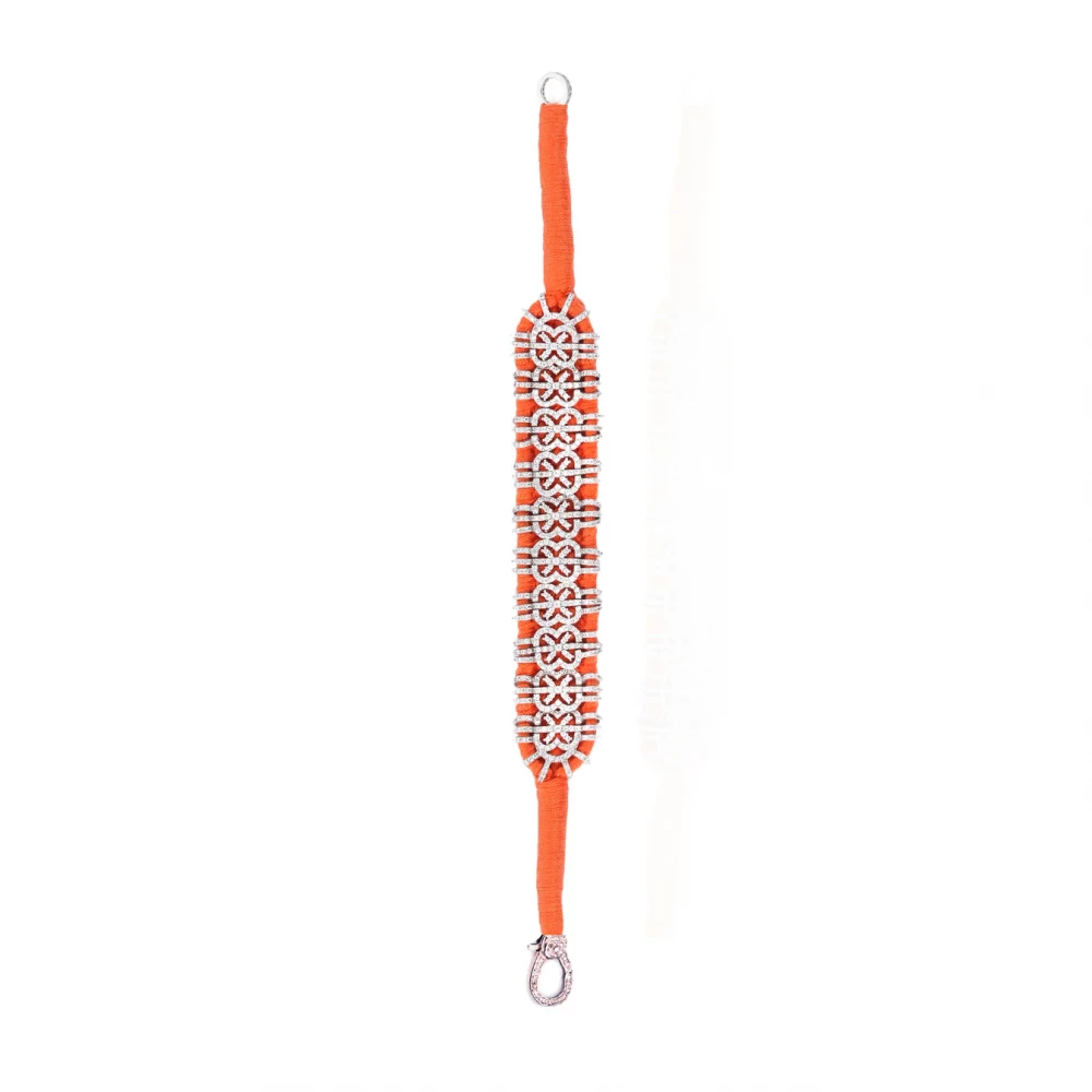 Woven Orange Bracelet With Diamonds
