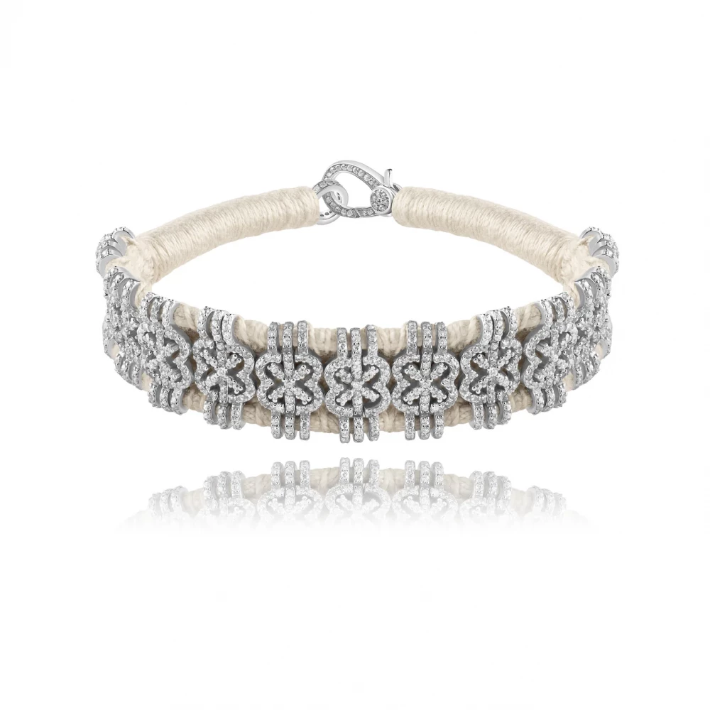 Woven Vanilla Bracelet With Diamonds