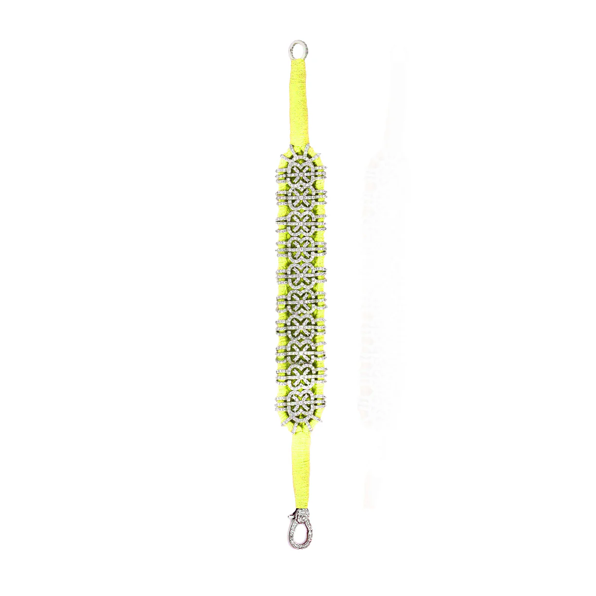 Woven Neon Yellow Bracelet With Diamonds