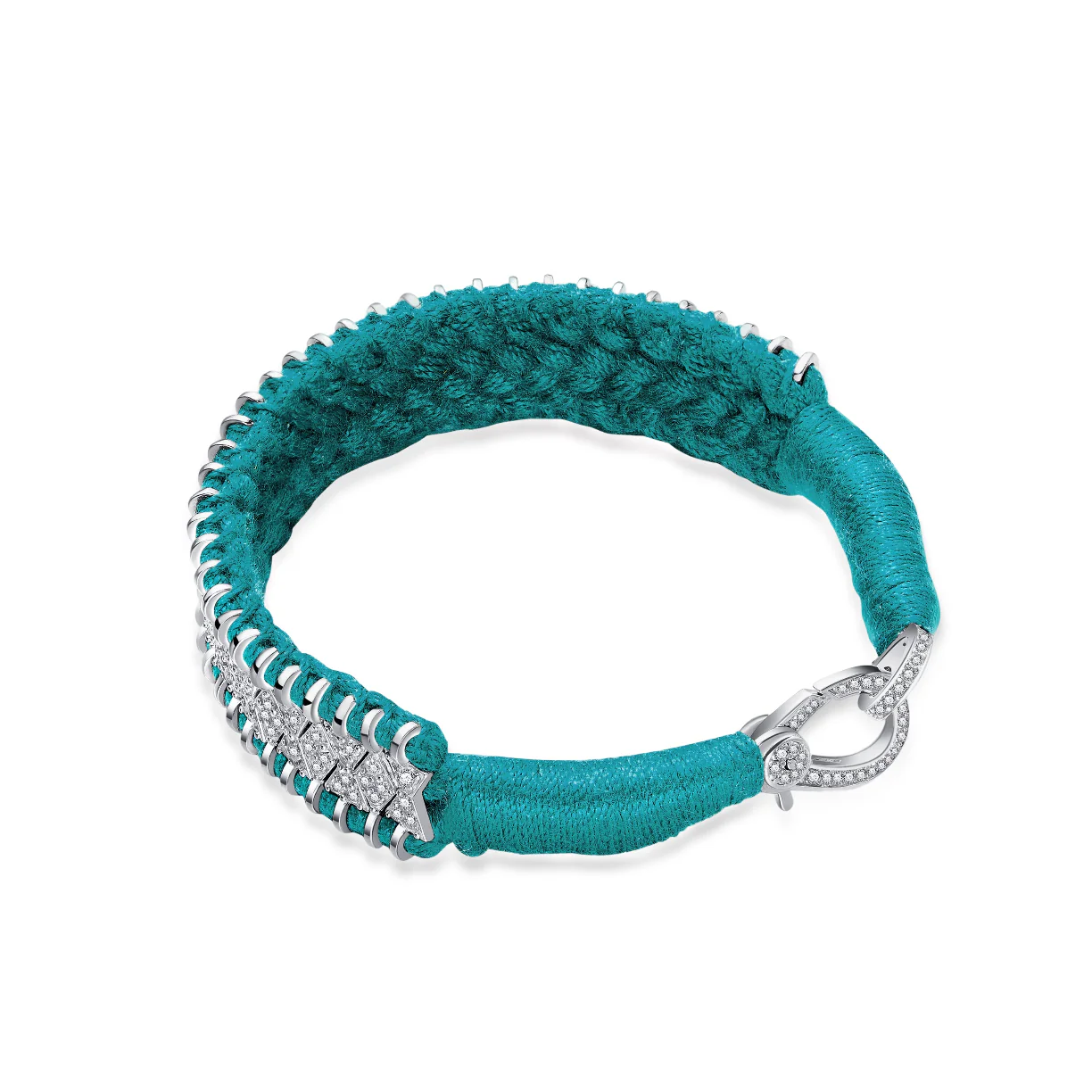 Woven Turquoise Bracelet With Diamonds
