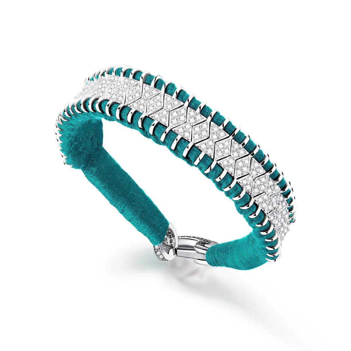 Woven Turquoise Bracelet With Diamonds