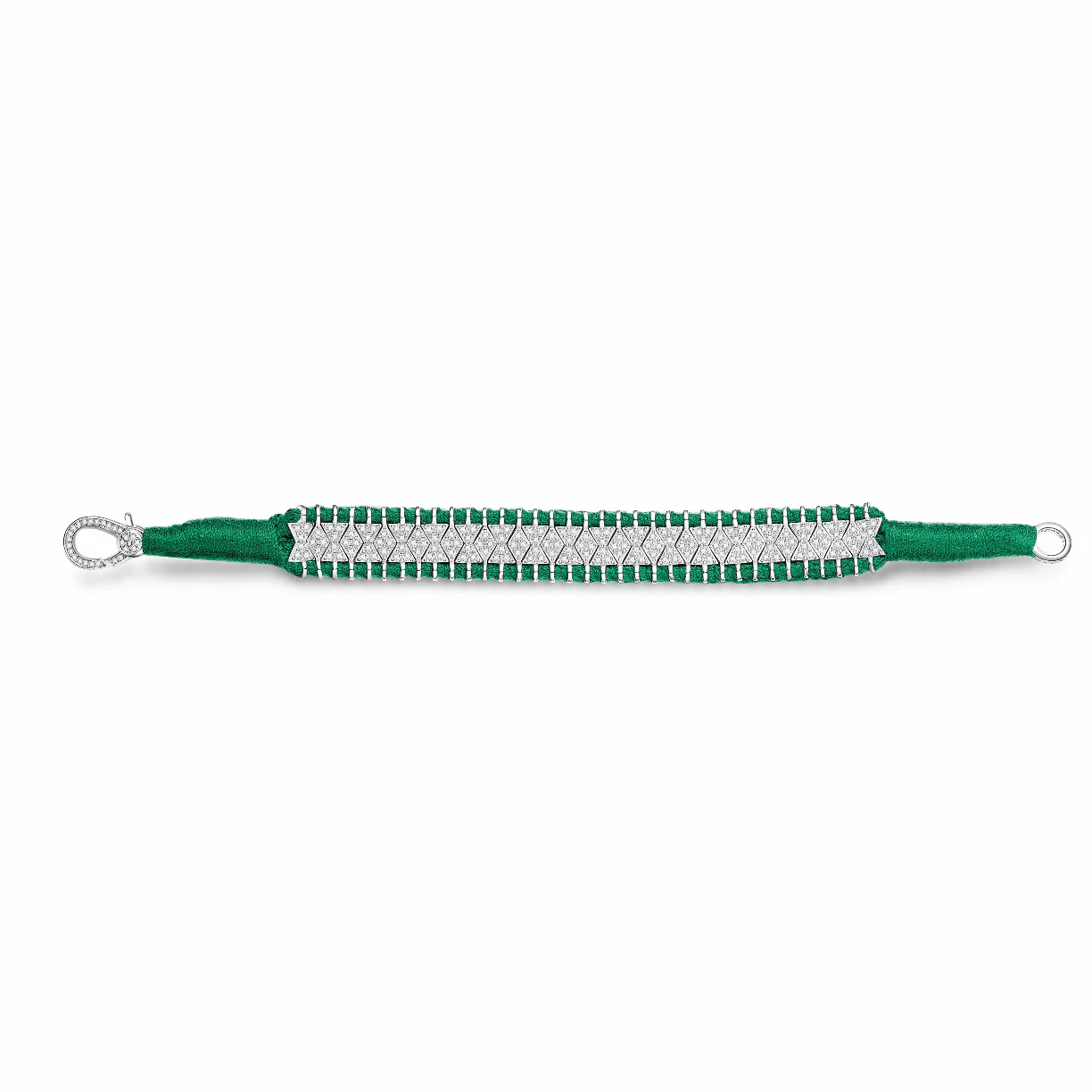 Woven Green Bracelet With Diamonds