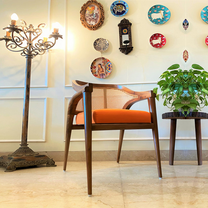 Rattan &amp; Wood Arm Chairs