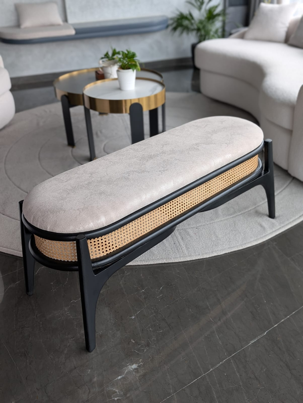 Raven  Rattan Bench