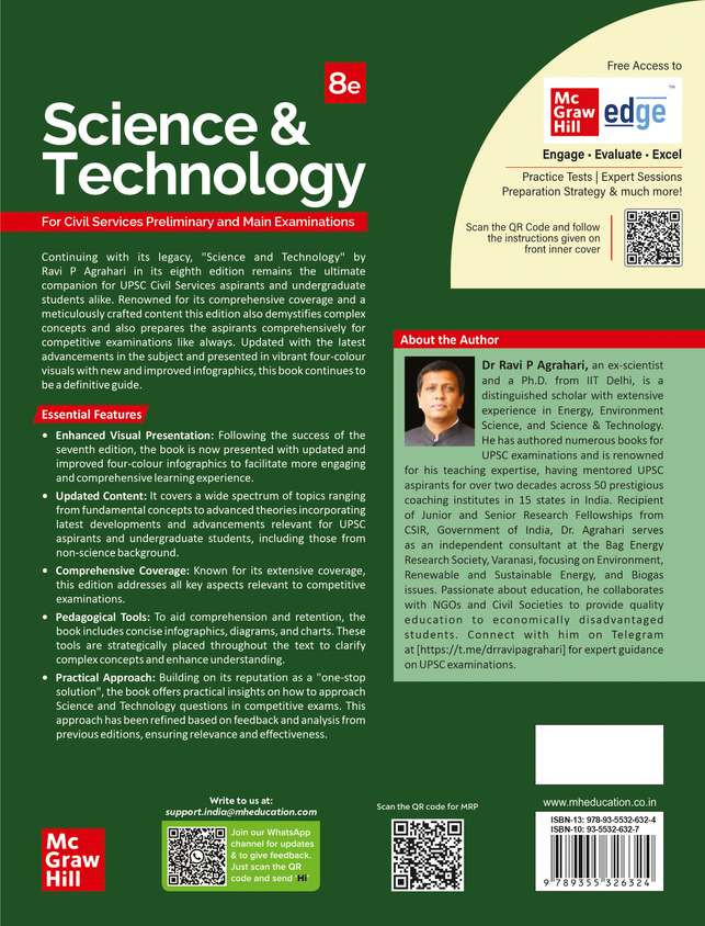 Mc Graw Hill Science and Technology English Medium 8th Edition 2025 By Ravi P Agarhari M laxshmikanth Civil Services Exam- Prelims and Mains 2025 State PSCs civil services exams PCS exams