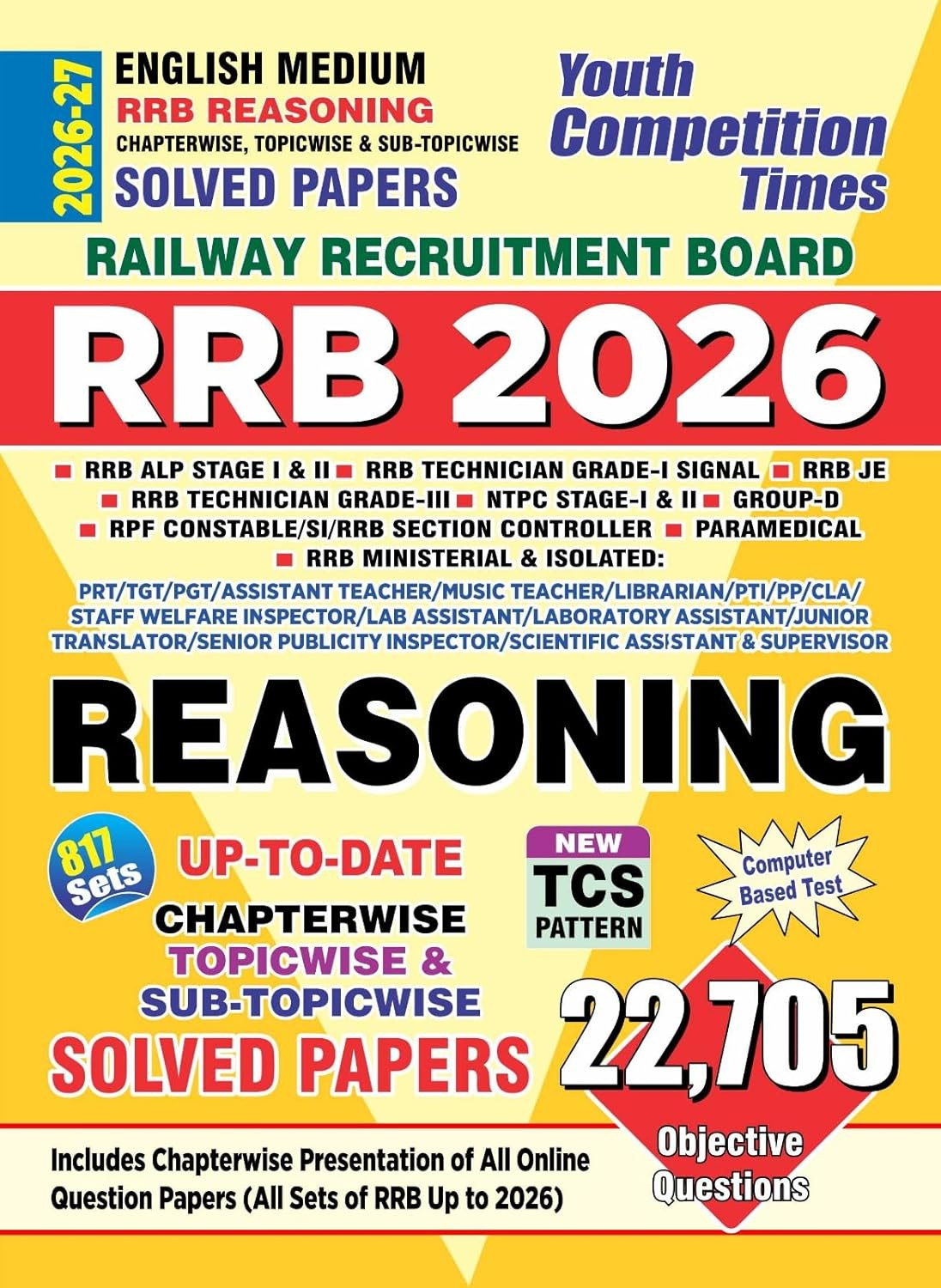 Youth Competition Times RRB Reasoning Solved Paper Book English Medium 22705 Objective Question New Edition 2026-27
