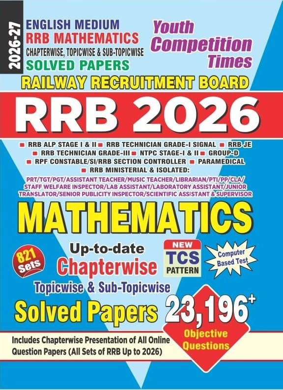 Youth Competition Times RRB Mathematics Solved Paper Book English Medium 23196+ Objective Question New Edition 2026-27