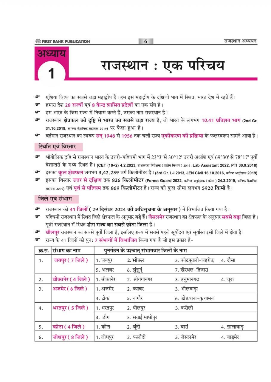 First Rank Rajasthan Adhyayan (Rajasthan Studies) Based on Class 6 to 10 New Edition May 2026 By Garima Rewar and B L Rewar