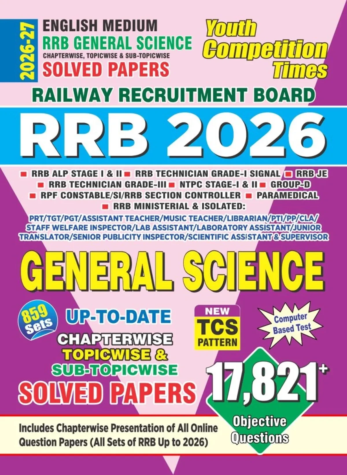 Youth Competition Times RRB General Science Chapterwise Solved Papers 2026 English medium 17821+ Questions