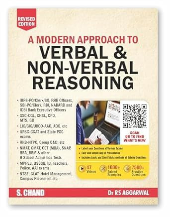 S Chand A Modern Approach to Verbal & Non Verbal Reasoning By Dr R S Aggarwal
