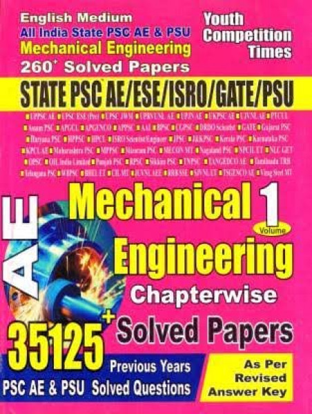 Image of Youth Competition Times AE Mechanical Engineering Chapterwise Solved Papers Volume-1 English Medium 35125+ Questions New Edition Useful For UPPSC AE, ESE, ISRO, GATE, State PSC Exams