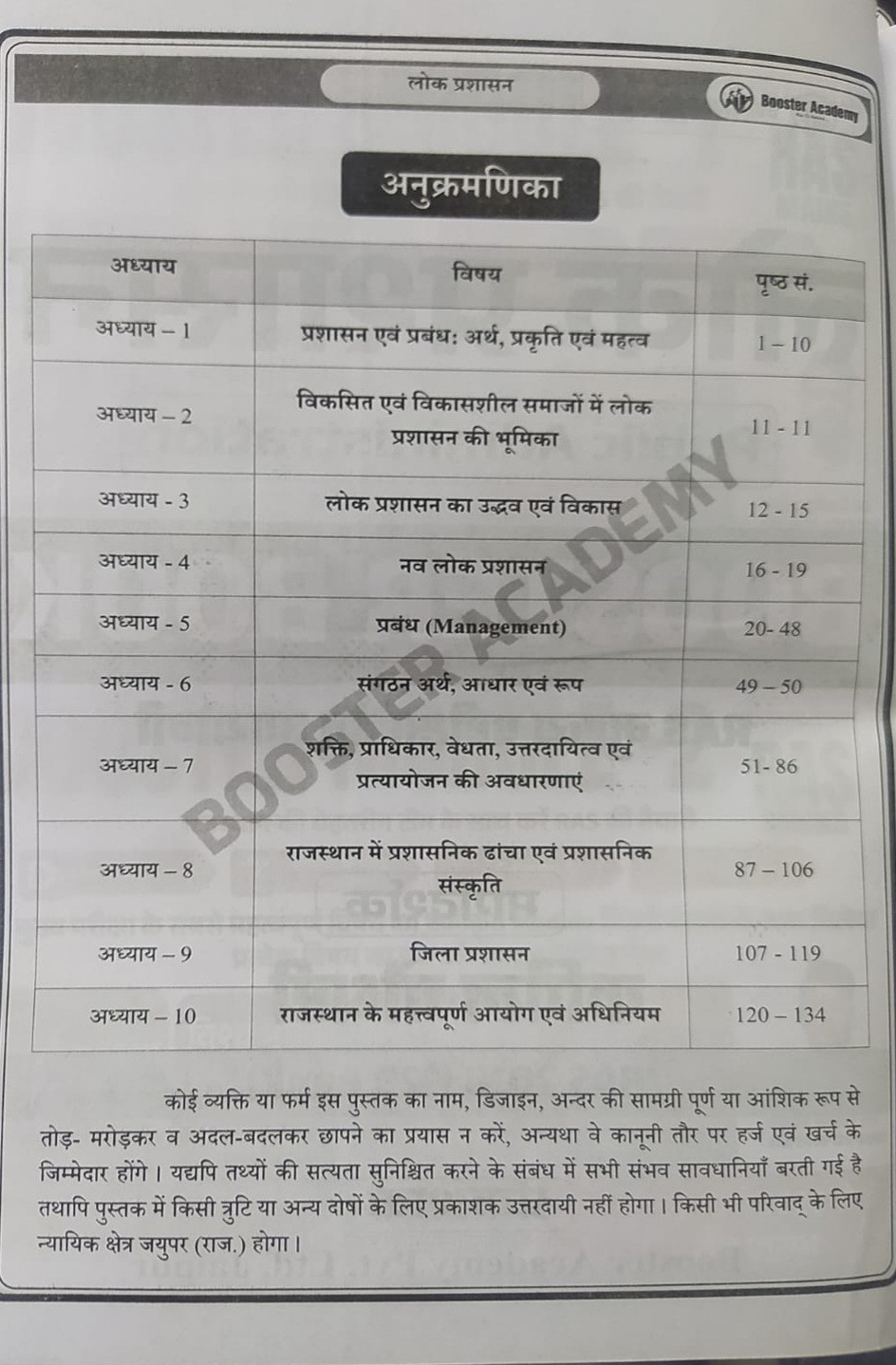 Booster Academy RAS Mains Lokparshasan / Public Administration IN Hindi By Kapil Choudhary Booster Book