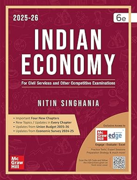Image of Mc Graw Hill Indian Economy for UPSC English Medium 6th Edition By M Laxmikanth Nitin Singhania Civil Services Exam- Prelims and Mains 2025 State PSCs civil services exams PCS exams