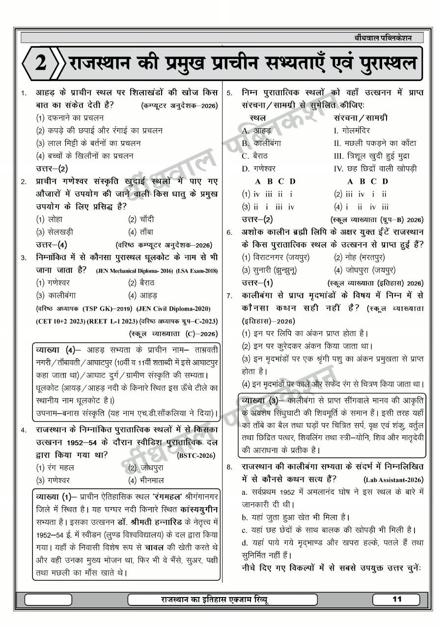 Dhindhwal 50-50 Rajasthan Itihas Exam Review PYQs By Hoshiyar Singh 3rd Edition August 2026