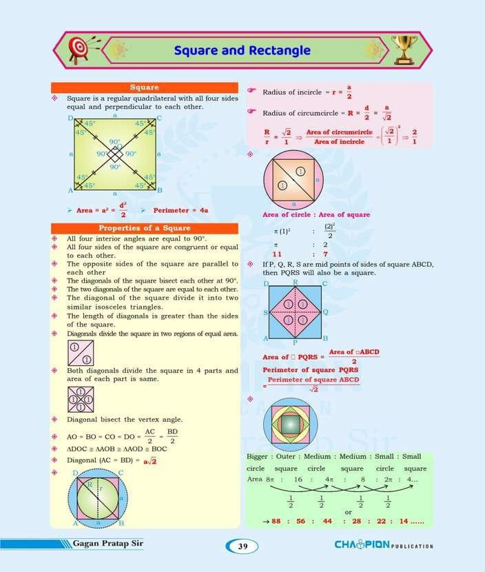 Math Concept King Formula Book 4th Fourth Edition English Medium By Gagan Pratap Sir Champion Publication