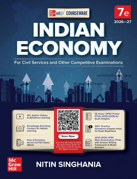 Image of McGraw Hill Bhartiya Arthvyavastha 7th Edition 2026-27 With 16 Years UPSC Prelims PYQs (2010–2025) 400+ Practice Questions By Nitin Singhania