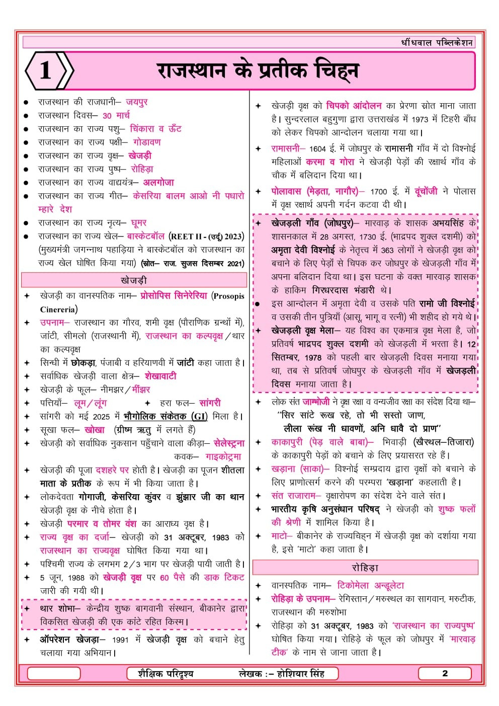 Dhindhwal Third Grade Rajasthan Ka Samanya Gyan Evam Shaikshik Paridrishya (General Knowledge of Rajasthan and Educational Scenario) 3rd Edition Based on New Syllabus 2025 By Hoshiyar Singh