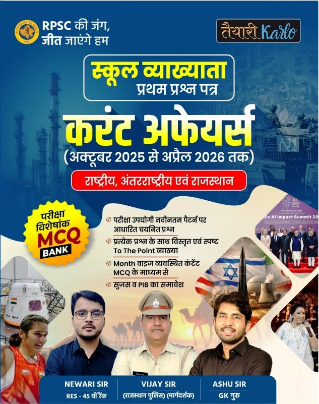 Taiyari Karlo 1st First Grade Paper1 Current Affairs October 2025n To April 2026 MCQ BANK By Vijay Sir Newari Sir