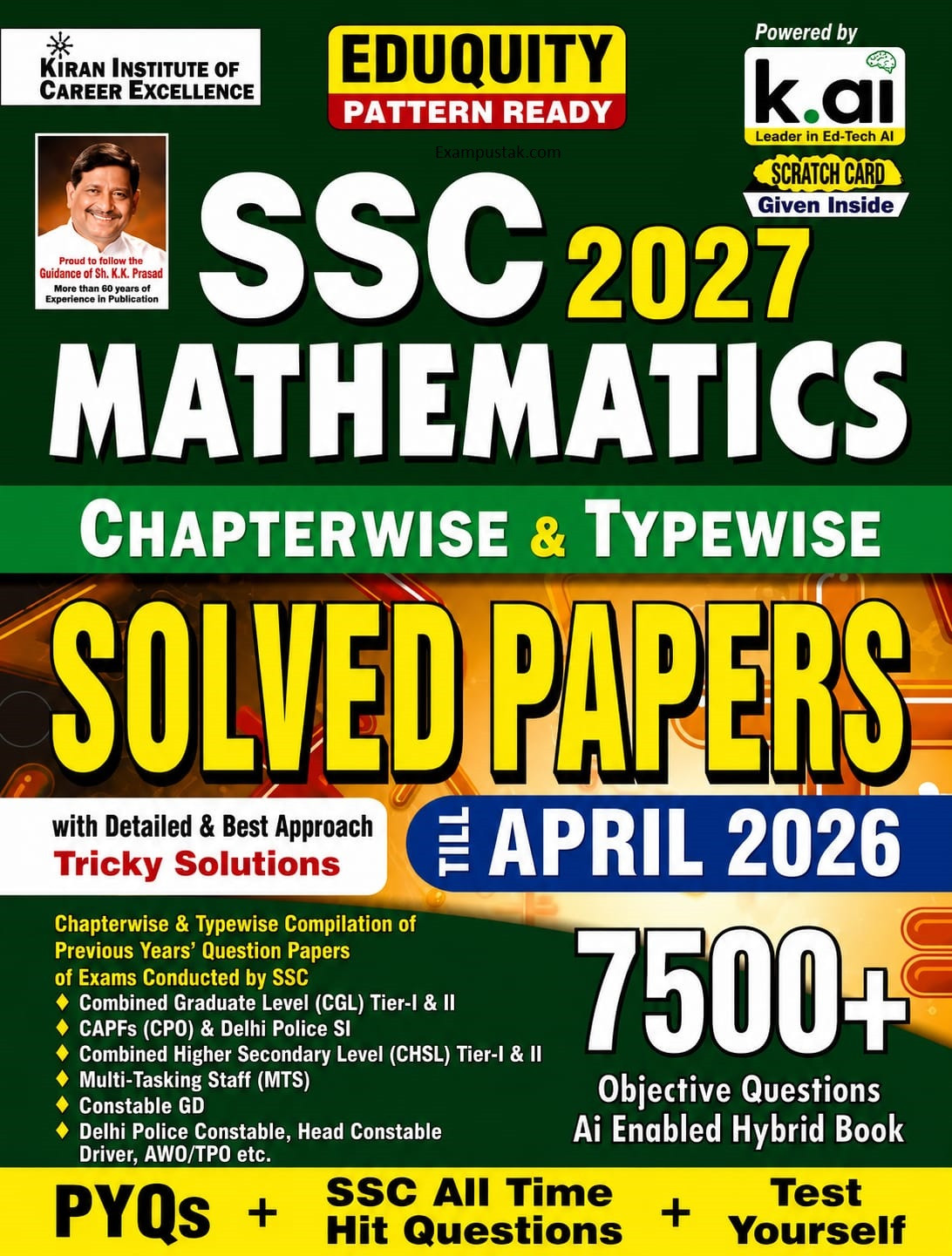 Kiran SSC 2027 Mathematics Solved Papers 7500+ Objective Questions Until April 2026 Eduquity Pattern Based English Medium New Edition 2026-27