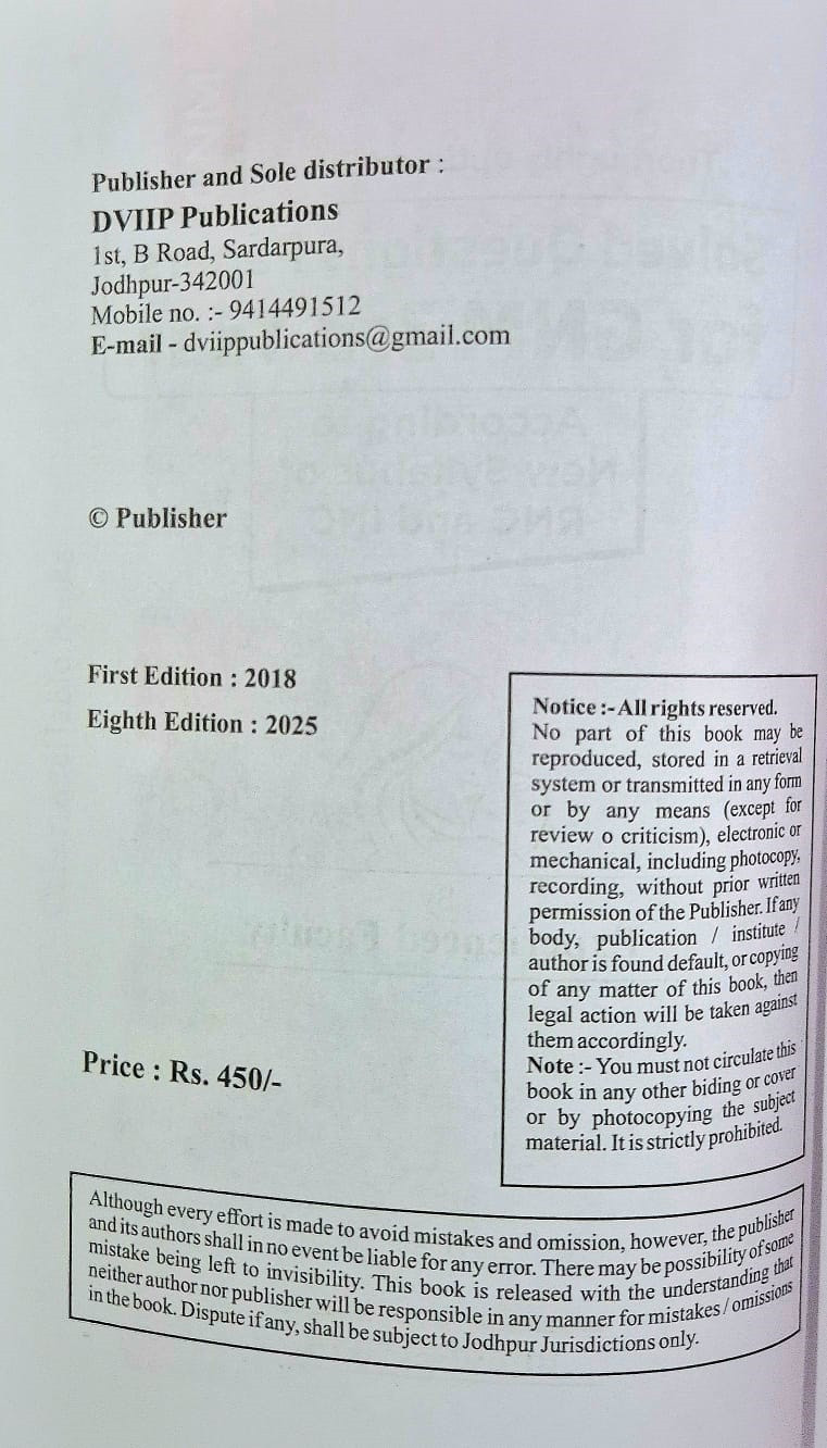 DVIIP Publication GNM 3rd Year Solved Question Papers 8th Edition 2025