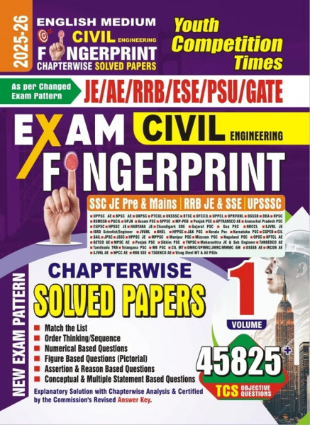 Image of Youth Competition Times Civil Engineering Exam Fingerprint Chapterwise Solved Papers English Medium 2025-26 (45825+ Questions) Volume 1 Useful For JE/AE/RRB/ESE/PSU/GATE