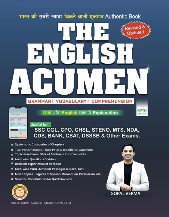 The English Acumen Book Fifthy Edition September 2025 By Gopal Verma (Grammar, Vocabulary, and Comprehension)