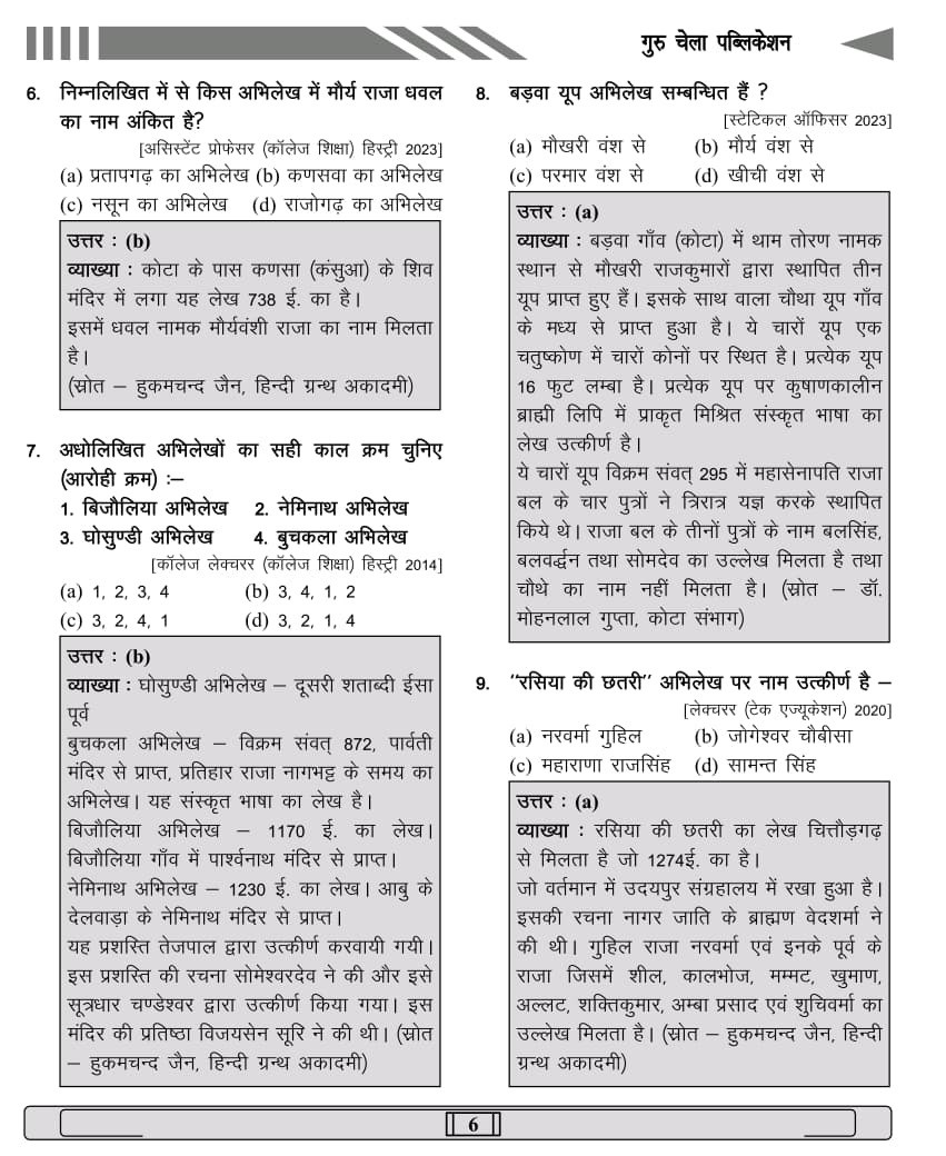 Guru Chela Rajasthan Itihas Evam Kala Sanskriti (Rajasthan History and Art & Culture) Vastunishth Prashn New December 2025 Edition By Sata Ram Jaani, Narpat Jaani, Khem Beniwal