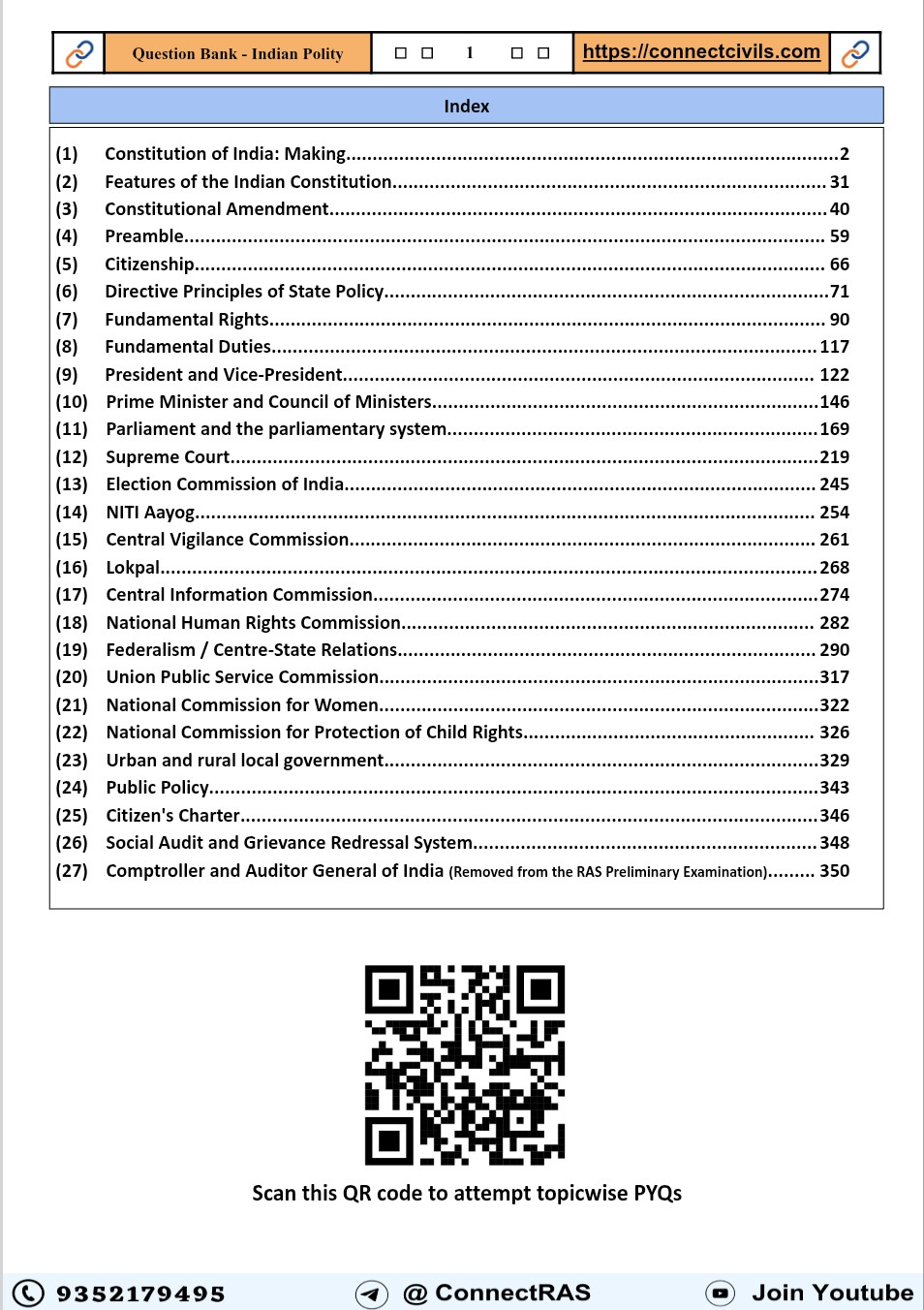 Connect Civils Indian Polity Question Bank English Medium New Edition 2026