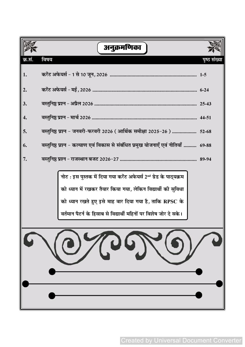 Nath Second Grade Paper-1 Rajasthan Current Affairs Volume-2 Vastunisth Prashna Bank 1 May to 10 June 2026 By Vijay Khichar, Vikram Silaich, Vikas Silayach