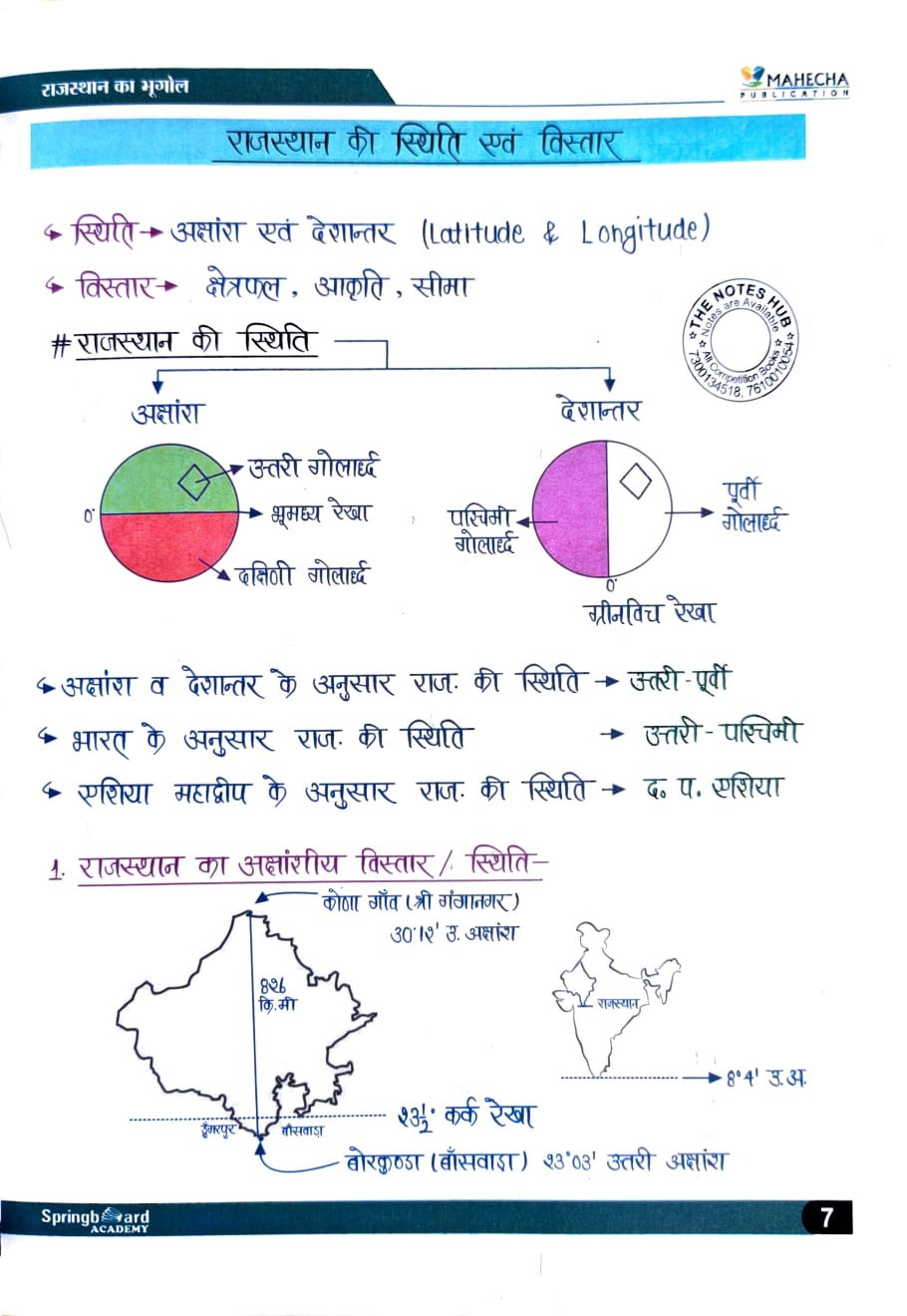 Mahecha Publication Springboard Academy RAS Foundation Rajasthan Ka Bhugol (Rajasthan Geography) New Edition 2025 According to 41 Districts