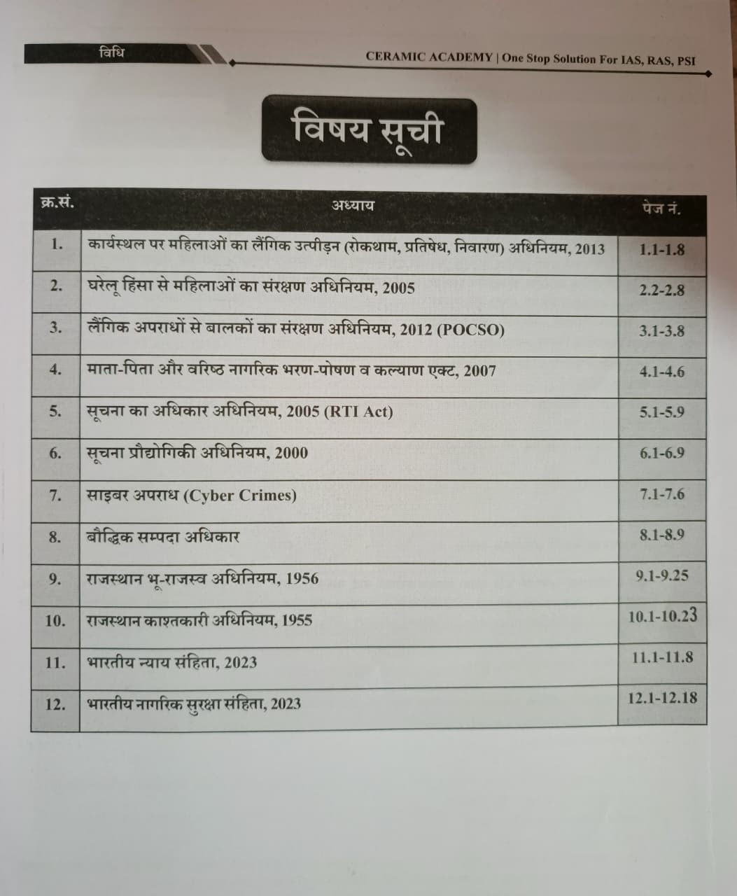 Ceramic Academy RAS Mains Vidhi (Law) Hindi Medium New Edition June 2026 By Rakesh Sir, Vikas Gupta Sir