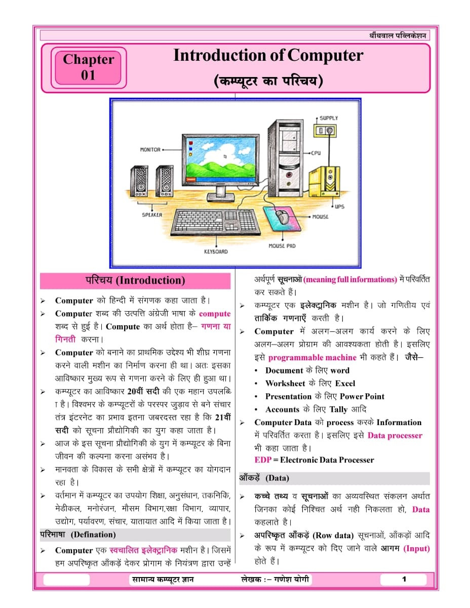 Dhindhwal Complete Computer Gyan Paper 2 Theory & Topic to Topic Question By Hoshiar Singh Ganesh YOGI