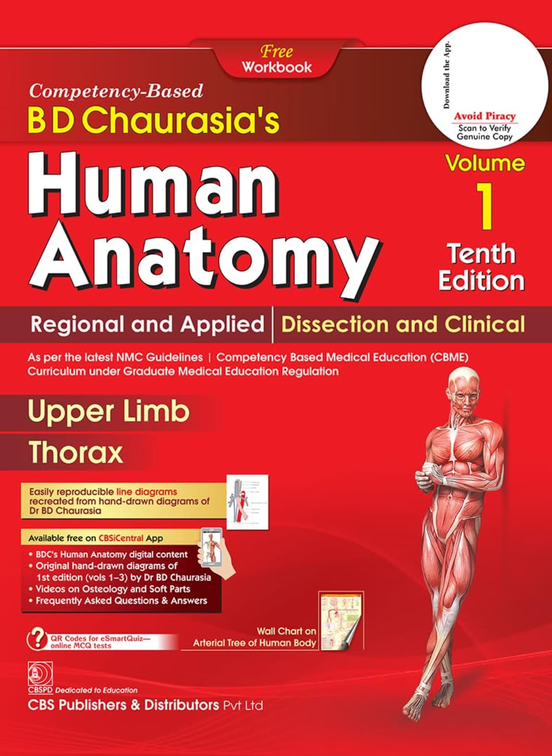 CBS Publishers & Distributors Human Anatomy Volume 1 (Upper Limb and Thorax) textbook Tenth Edition By BD Chaurasia Yogesh Sontakke Krishna Garg PS Mittal