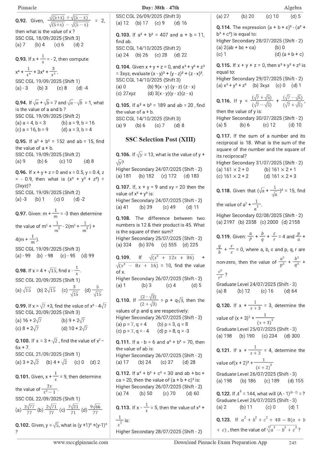 Pinnacle SSC Maths 6800+ ebp (Eduquity Based Pattern) Chapter wise MCQ Updated Till May 2026 English Medium 8th Edition 2026