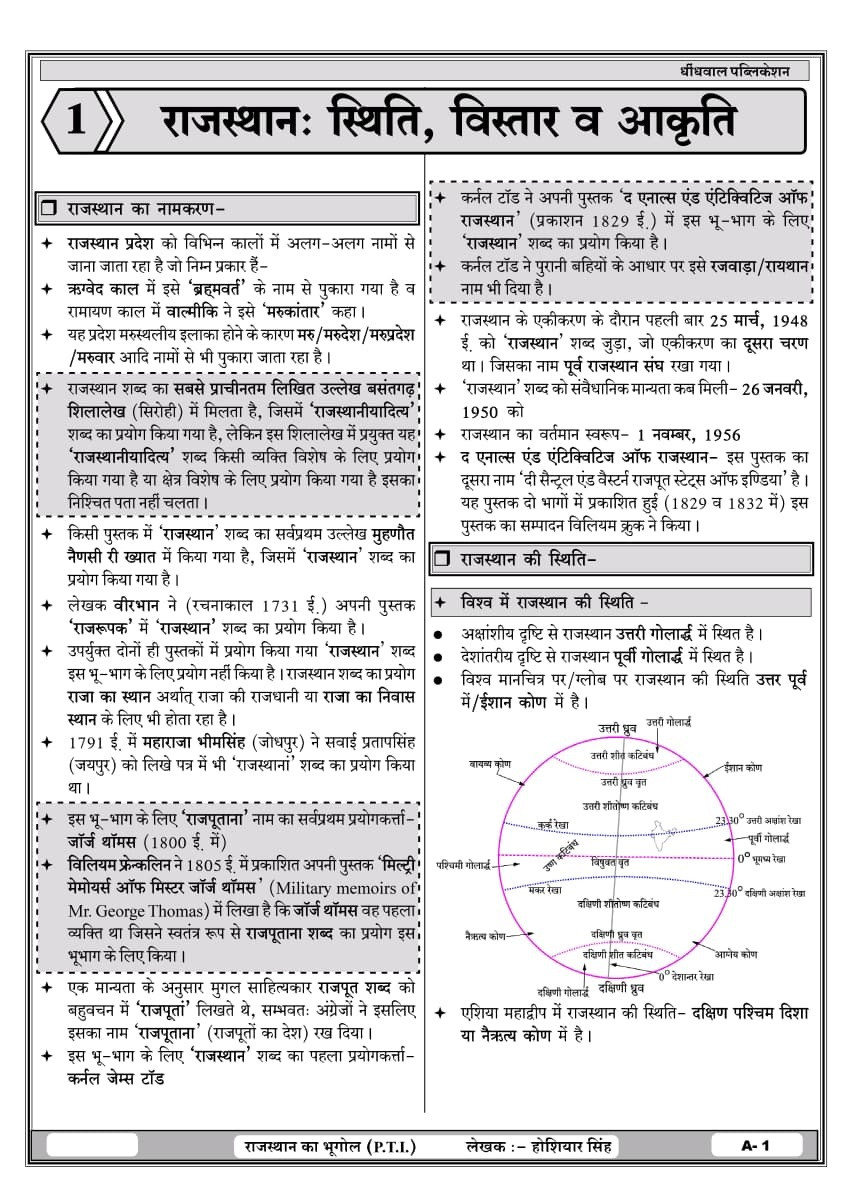 Dhindhwal PTI Grade-3 Paper-1 GK Samanya Gyan Vishva Bharat Evm Rajasthan (Geography, Art Culture, History, Political Science, Economy) New Edition July 2026 By Hoshiyar Singh