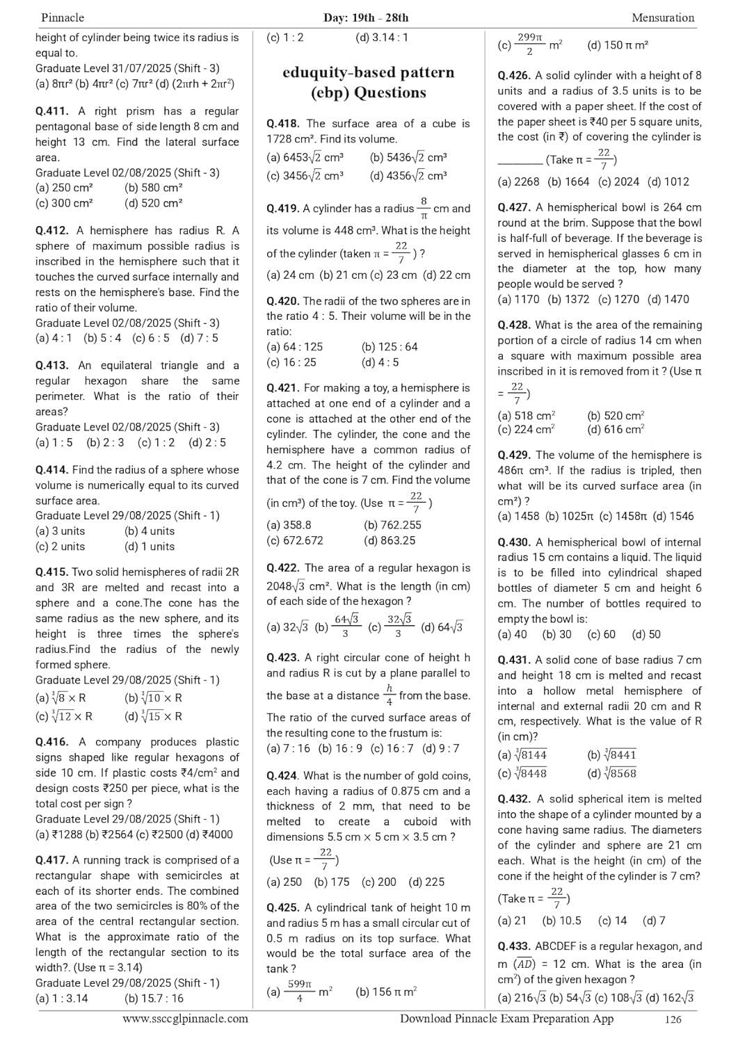 Pinnacle SSC Maths 6800+ ebp (Eduquity Based Pattern) Chapter wise MCQ Updated Till May 2026 English Medium 8th Edition 2026