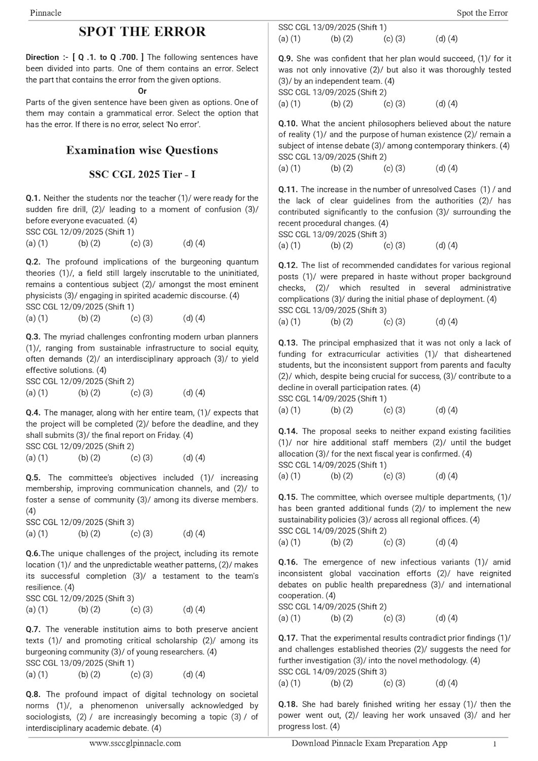 Pinnacle SSC English 7600+ ebp (Eduquity Based Pattern) Chapter wise MCQ Updated Till May 2026 English Medium 8th Edition 2026