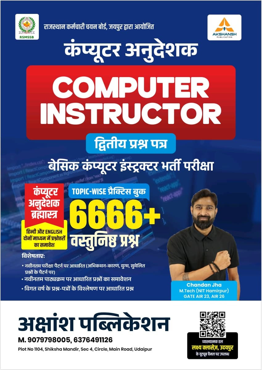 Akshansh Computer Instructor Paper-2 Guide 6666+ Topicwise Objective Questions New Edition June 2026 By Chandan Jha