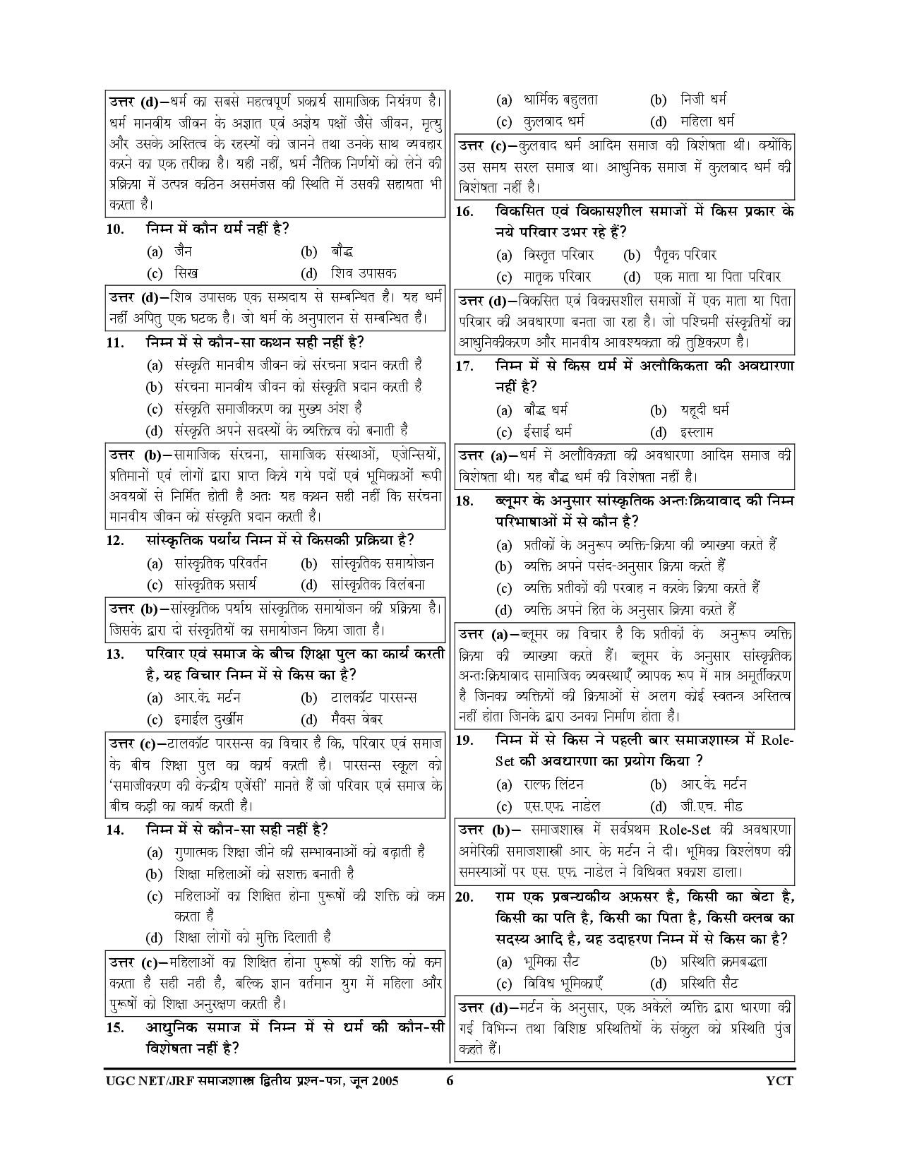 Youth Competition Times UGC NET JRF Sociology Solved Papers Hindi Medium 2025-26