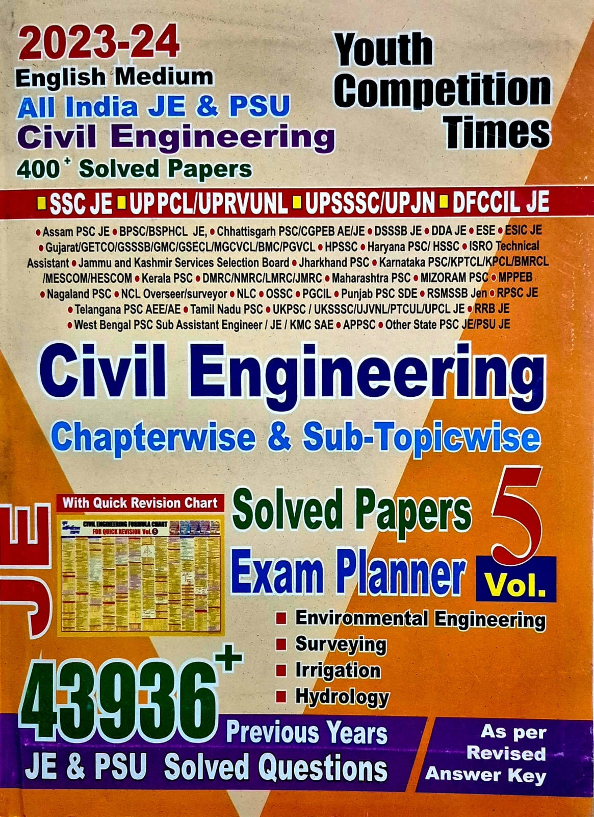 Youth Competition Times Civil Engineering Volume 5 Exam Planner solved papers 43936+ Questions In English Medium