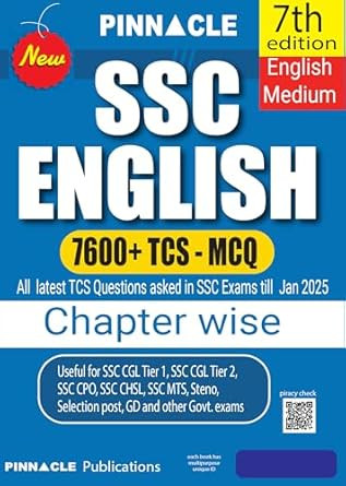Pinnacle SSC English 7600 TCS MCQ Chapter Wise By Baljit Dhaka (English Medium)