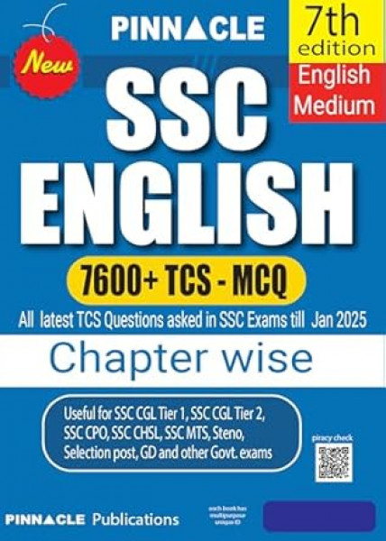 Image of Pinnacle SSC English 7600 TCS MCQ Chapter Wise By Baljit Dhaka (English Medium)